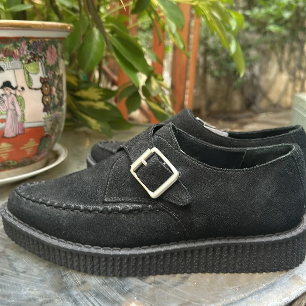 Re/ Done 70s Creeper Black Suede Platform Shoes